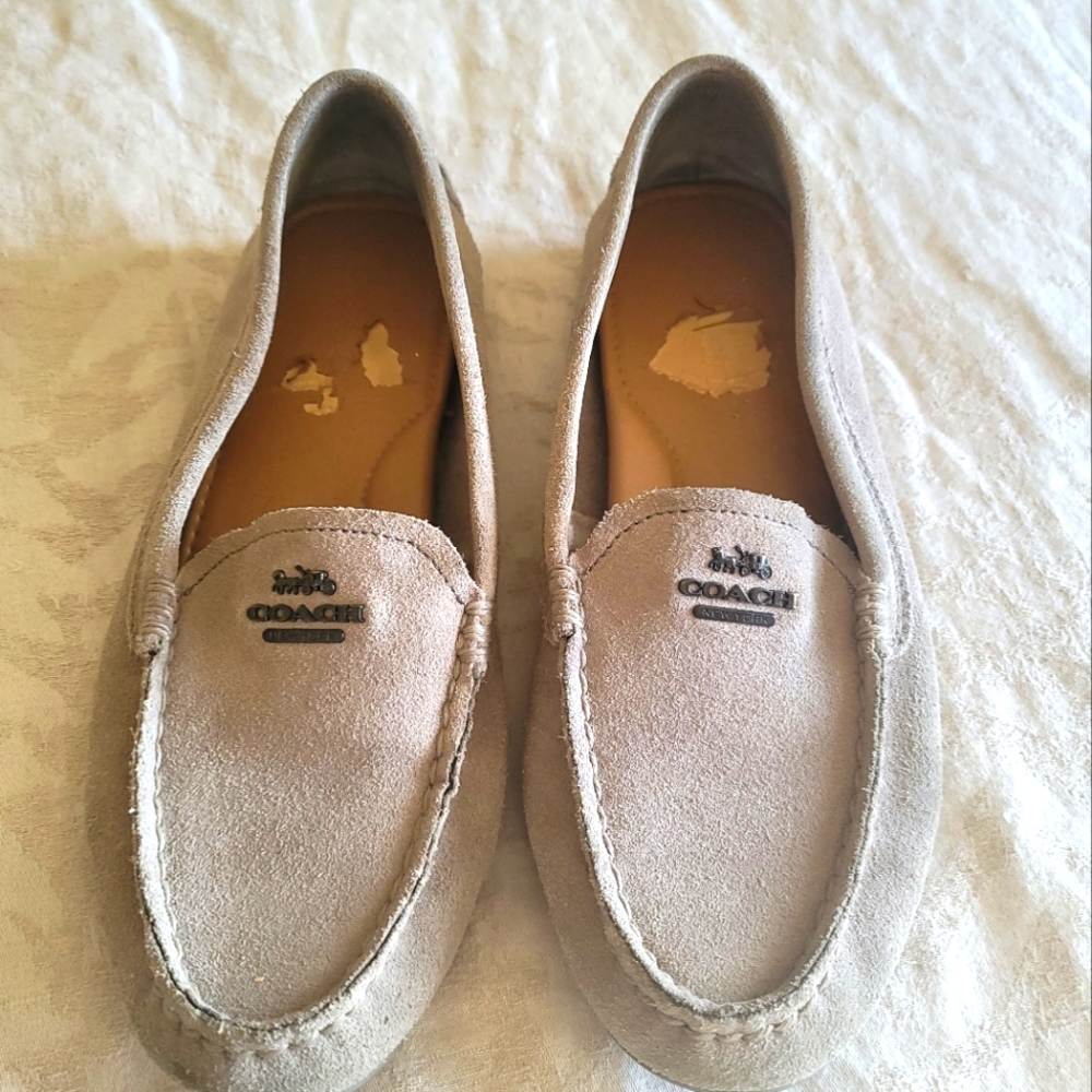 Women's Coach Light Beige Suede Flats